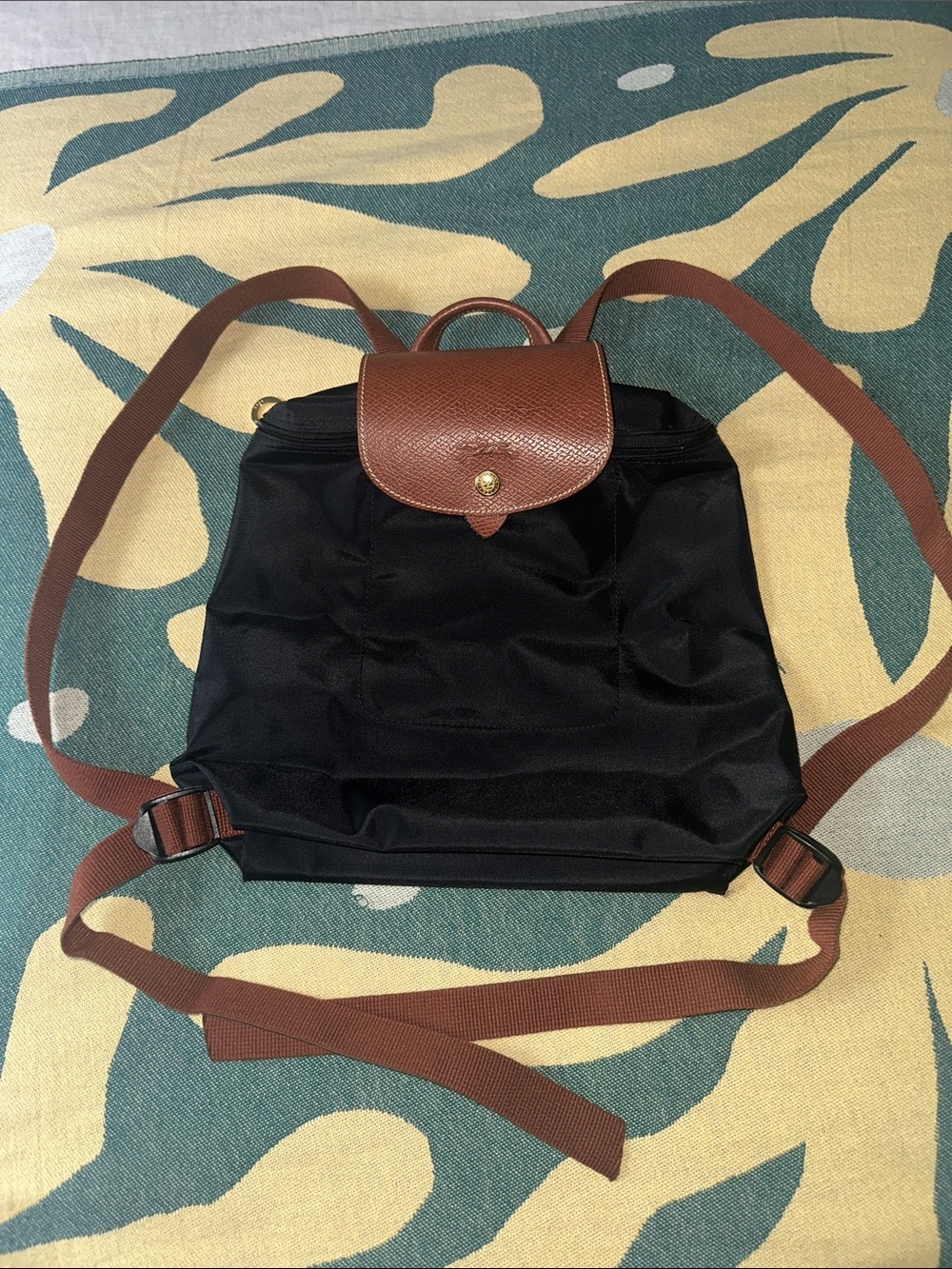 Longchamp Black and Brown Backpack